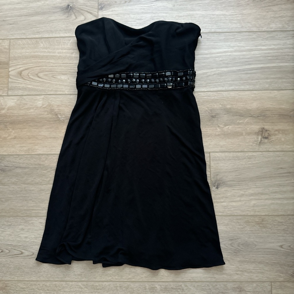 David Meister black beaded strapless dress (6)